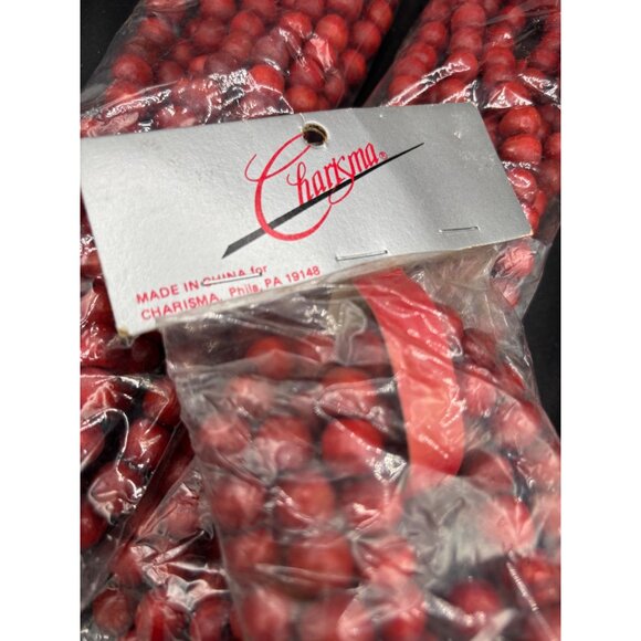 Vintage Red wooden Christmas Cranberry Garland New lot of 4 each 7'10" - Picture 7 of 8